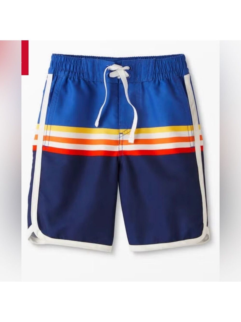 Hanna Andersson Blue and Orange Striped Swim Trunks